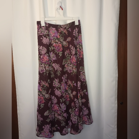 Coldwater Creek Reversible Fairy Maxi Skirt Medium Petite Purple Floral Cottage - Picture 5 of 12